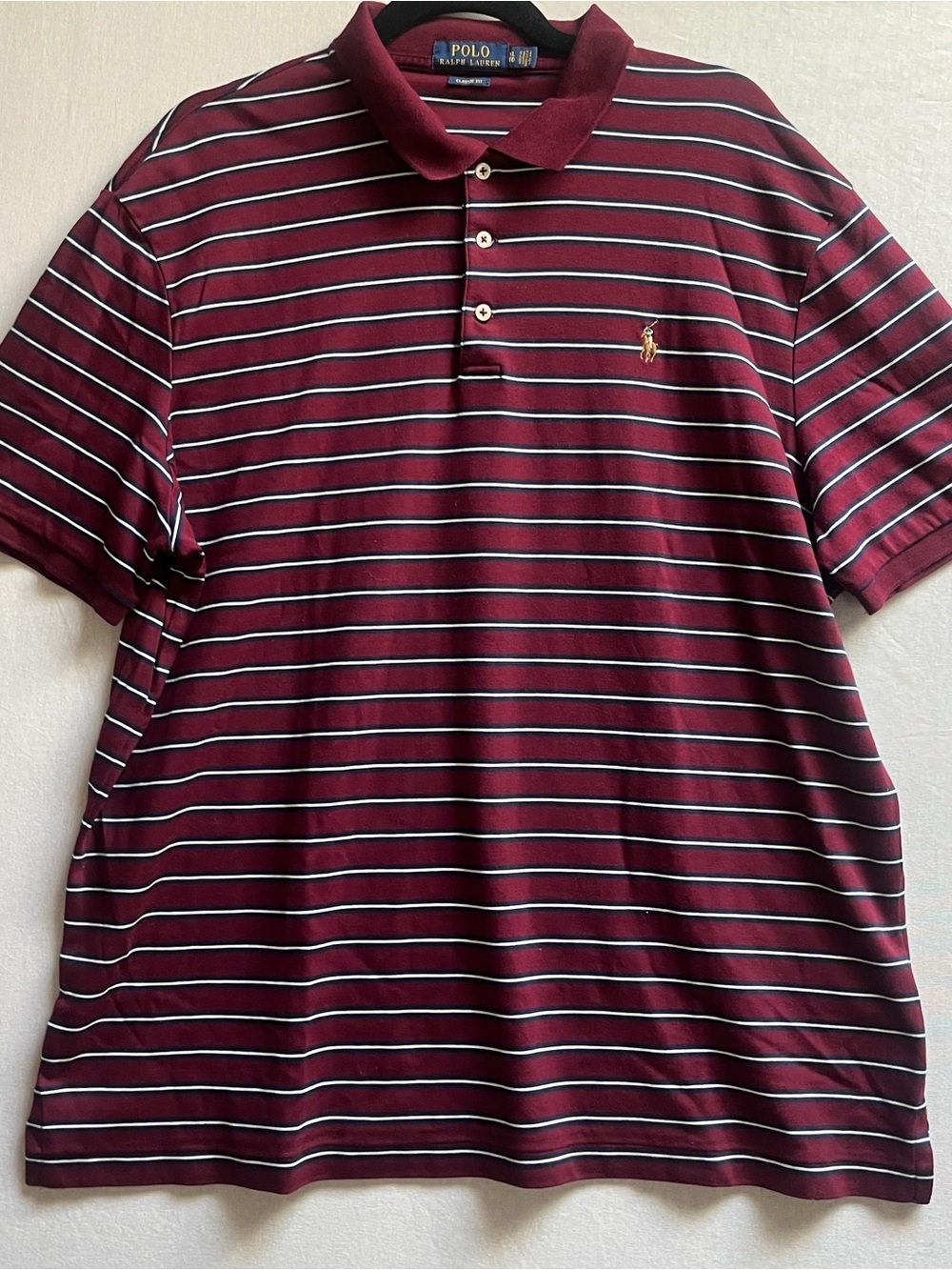 Polo Ralph Lauren Men's 100% Cotton Striped Short Sleeve Golf Polo Burgundy XL